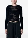 Mm6 Maison Margiela Black Slashed Gauge 14 Crewneck Sweater In Black