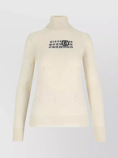 MM6 MAISON MARGIELA DISTRESSED CREWNECK KNITWEAR WITH RIBBED FINISH