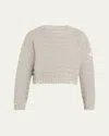 Mm6 Maison Margiela Mm6 By Maison Margiela Cropped Grey Crewneck Sweater In Gray