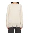 Mm6 Maison Margiela Mm6 By Maison Margiela Oversized Mesh Sweater With Worn Effect Details In White