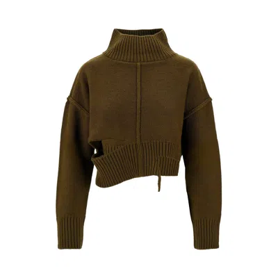 Mm6 Maison Margiela Distressed Cropped Jumper In Green