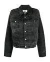Mm6 Maison Margiela Distressed Denim Jacket In Black