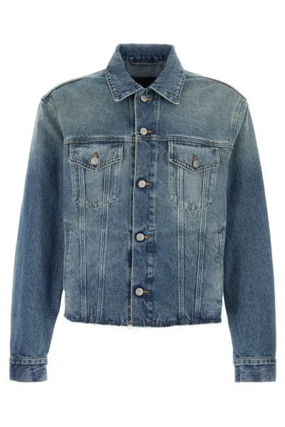 Mm6 Maison Margiela Denim Jacket With Long Sleeves And Chest Pockets In Blue