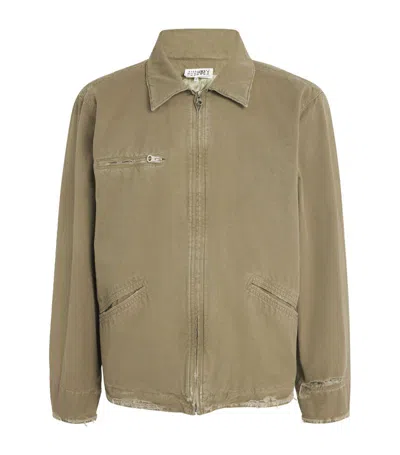 Mm6 Maison Margiela Distressed Denim Jacket In Green