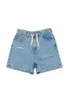 Mm6 Maison Margiela Logo-patch Distressed Denim Shorts In Denim