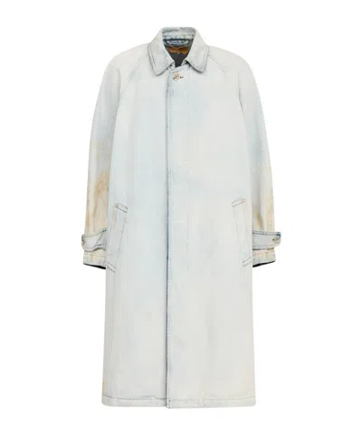 Mm6 Maison Margiela Distressed-effect Coat In Blue