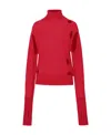 Mm6 Maison Margiela Half Glove Sleeves Turtle-neck Jumper In Red