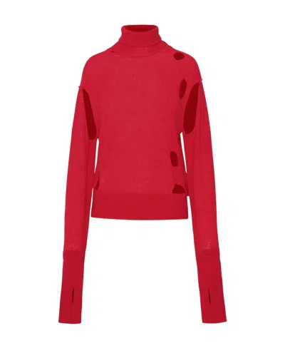 MM6 MAISON MARGIELA MM6 MAISON MARGIELA DISTRESSED TURTLENECK KNITTED SWEATER