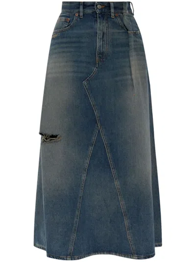 Mm6 Maison Margiela Distressed Skirt In Blue