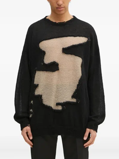 Mm6 Maison Margiela Distressed-effect Sweater In Black