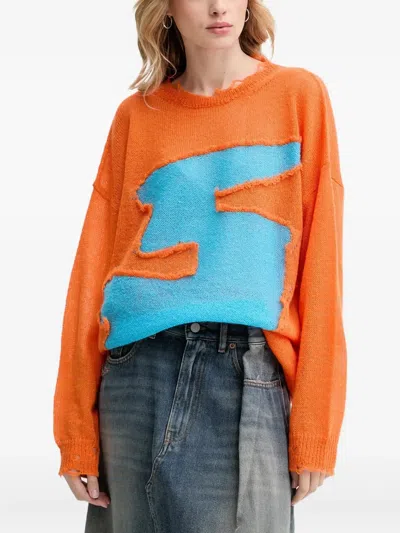 Mm6 Maison Margiela Distressed-effect Sweater In Orange
