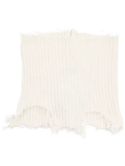 Mm6 Maison Margiela Distressed-finish Ribbed-knit Collar In Nude