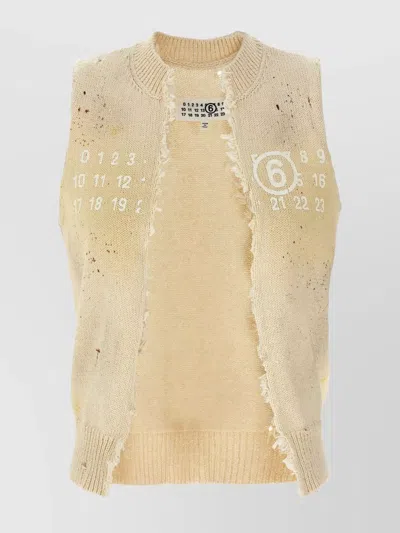 Mm6 Maison Margiela Signature Numbers Motif Waistcoat In Beige