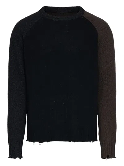 Mm6 Maison Margiela Mm6 By Maison Margiela Contrasting Sleeve Sweater With Distressed Hem In Multi
