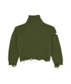 Mm6 Maison Margiela Distressed High-neck Jumper In Green