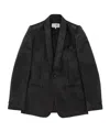 Mm6 Maison Margiela Distressed Jacquard Suit Jacket In Black
