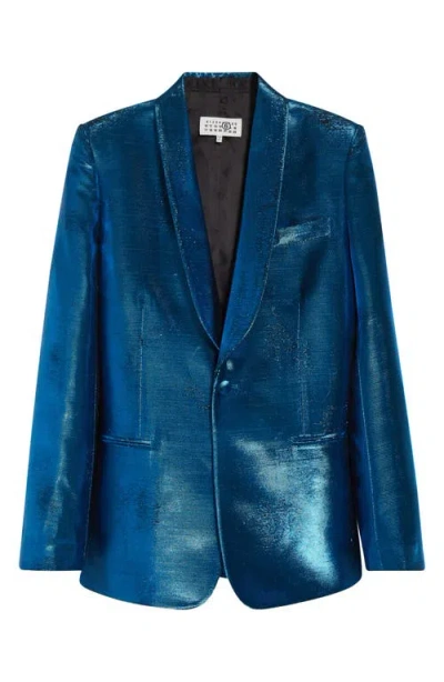 Mm6 Maison Margiela Distressed Jacquard Suit Jacket In Blue