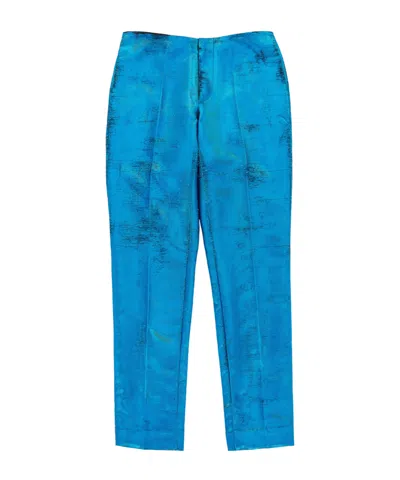 Mm6 Maison Margiela Distressed Jacquard Trousers In Blue