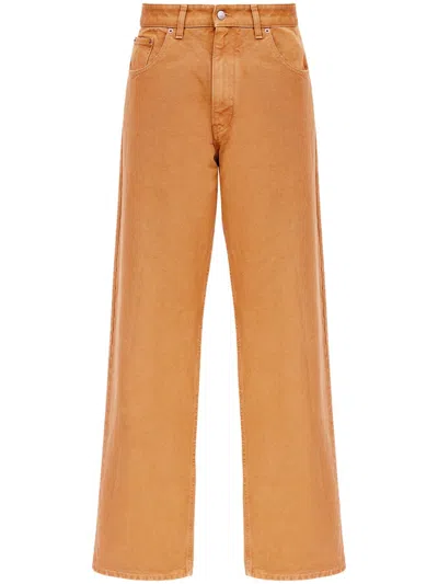 Mm6 Maison Margiela 5-pocket Wide Leg Jeans In Brown