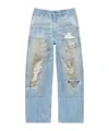 Mm6 Maison Margiela Mm6 By Maison Margiela Relaxed Fit High-waisted Distressed Jeans In Blue