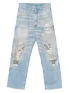 Mm6 Maison Margiela Mm6 By Maison Margiela Relaxed Fit High-waisted Distressed Jeans In Blue