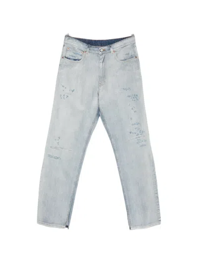 Mm6 Maison Margiela Regular Fit Jeans Distressed Raw Hem In Blue