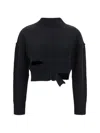 Mm6 Maison Margiela Mm6 By Maison Margiela Cropped Distressed Sweater With High Neck In Black