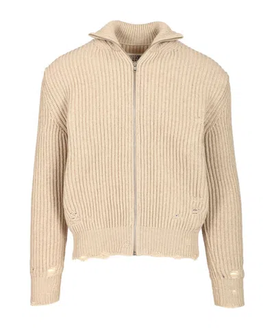 Mm6 Maison Margiela Elbow-patch Cardigan In Pink
