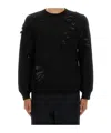 Mm6 Maison Margiela Mm6 By Maison Margiela Textured Black Wool Sweater With Relaxed Fit In Black