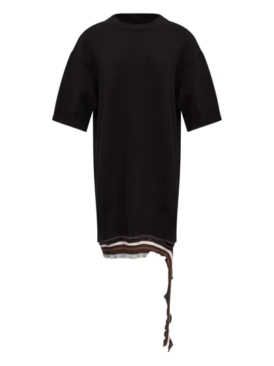 Mm6 Maison Margiela Distressed Knitted Mini Dress In Black