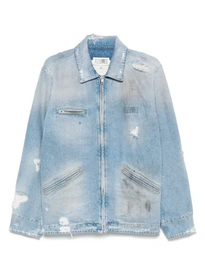 Mm6 Maison Margiela Denim Distressed Jacket In Blue