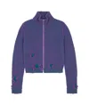 Mm6 Maison Margiela Distressed Rib-knit Zip-front Cardigan In Blue