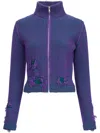 Mm6 Maison Margiela Distressed Rib-knit Zip-front Cardigan In Purple
