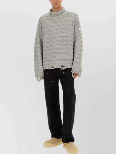 Mm6 Maison Margiela Distressed Ribbed Knit Sweater