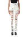 Mm6 Maison Margiela High Waist Distressed Denim Trousers In Blue