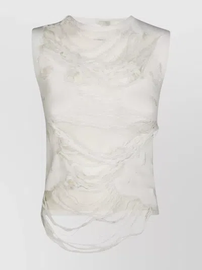 MM6 MAISON MARGIELA DISTRESSED SLEEVELESS RIBBED HEM TOP