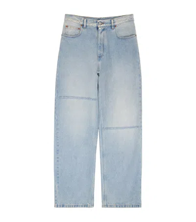 Mm6 Maison Margiela Distressed Straight Jeans In Blue