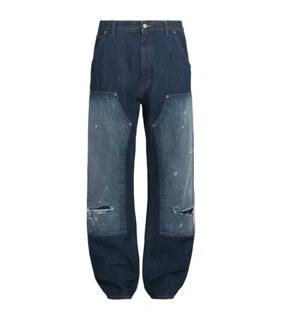 Mm6 Maison Margiela Distressed Straight Jeans In Pink