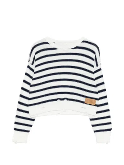 Mm6 Maison Margiela Kids' Distressed Stripe Sweater In Black