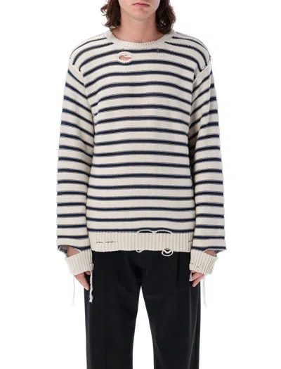 Mm6 Maison Margiela Mm6 By Maison Margiela Distressed Striped Sweater In Multi