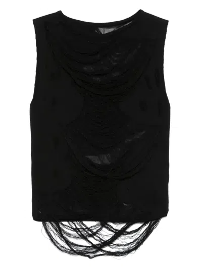 Mm6 Maison Margiela Distressed Tank Top In Black