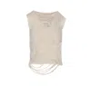 Mm6 Maison Margiela Sleeveless Lightweight Distressed Open Back Top
