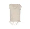 Mm6 Maison Margiela Sleeveless Lightweight Distressed Open Back Top