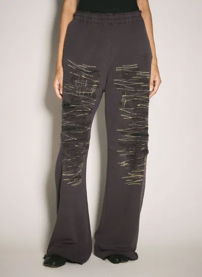 Mm6 Maison Margiela Distressed Track Pants In Purple