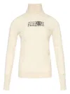 Mm6 Maison Margiela Mm6 By Maison Margiela High-neck Cream Wool Pullover With Numeric Logo In White
