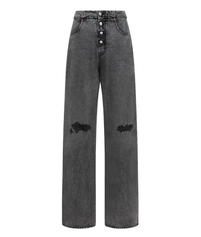 Mm6 Maison Margiela Mm6 By Maison Margiela Black Cotton Jeans In Grey
