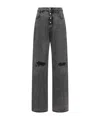 Mm6 Maison Margiela Distressed Cotton Jeans For Women In Black