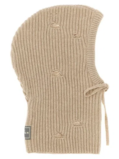 Mm6 Maison Margiela Distressed Wool Balaclava In Neutral