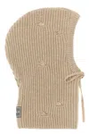 Mm6 Maison Margiela Ribbed Texture Drawstring Detail Hat In Sand