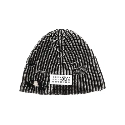 Mm6 Maison Margiela Distressed Wool Beanie Hat Kids In Gray